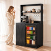VEVOR Coffee Bar Cabinet with Mini Fridge Space, 69"H, Storage & Outlet, for Home, Kitchen, Living Room, Liquor Wine Cabinets, Beverage Station with Door, 2 Adjustable Shelves, Multi-Tier Storage