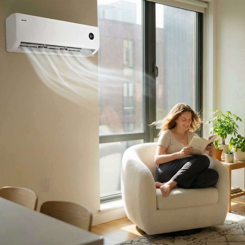 VEVOR Mini Split Air Conditioner, 18,000 BTU AC / 18,400 BTU Heat, 230V 19 SEER2 High Efficiency Energy Saving, Quiet Inverter System for 1250 Sq.Ft Coverage Area, Easy to Maintain, for Home, Office