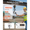 VEVOR Manual Lever Chain Hoist, 1/2T 1100LBS Capacity Heavy Duty Come Along, 5FT Lift G80 Alloy Steel Chain With Dual Pawl Mechanical Brake,360°Rotating Hooks, for Warehouse Construction Garage