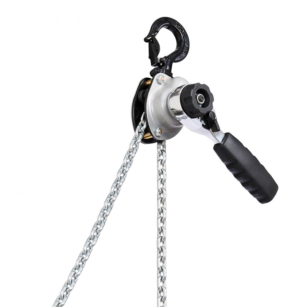 VEVOR Manual Lever Chain Hoist, 1/2T 1100LBS Capacity Heavy Duty Come Along, 5FT Lift G80 Alloy Steel Chain With Dual Pawl Mechanical Brake,360°Rotating Hooks, for Warehouse Construction Garage