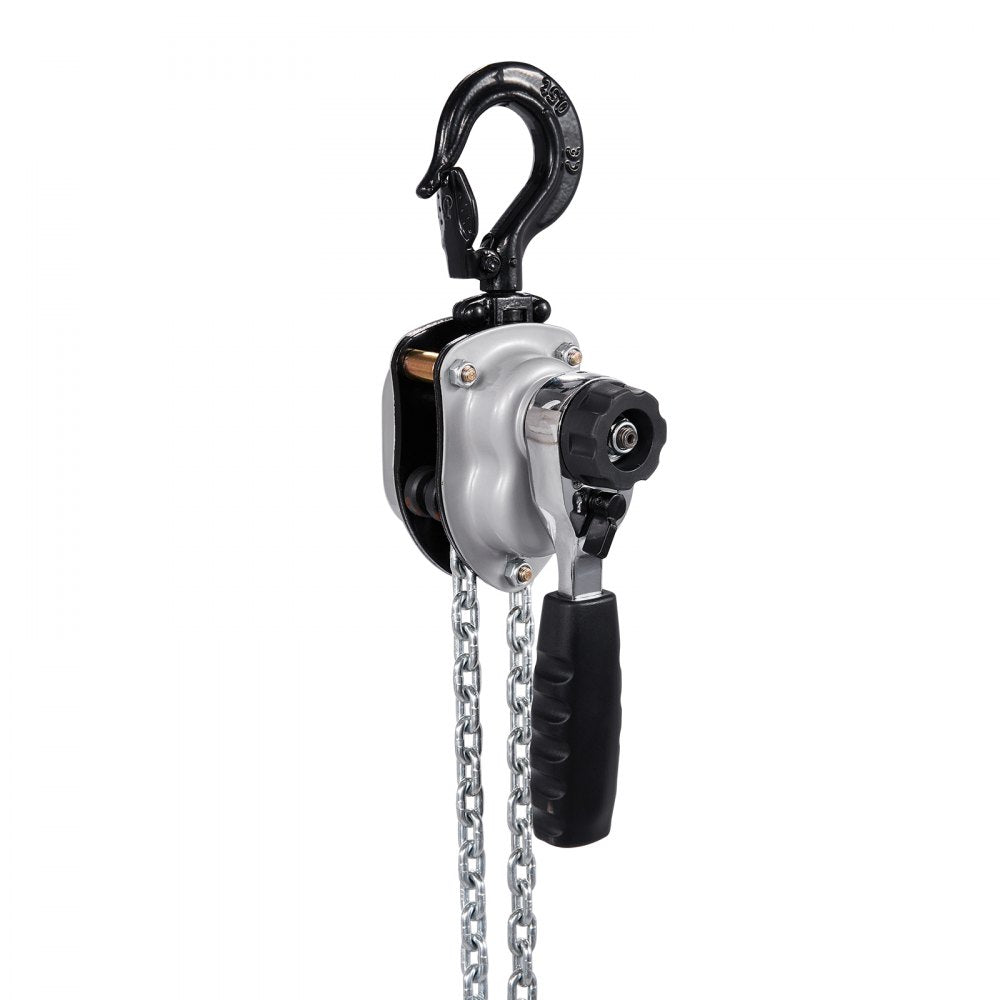 VEVOR Manual Lever Chain Hoist, 1/4T 550LBS Capacity Heavy Duty Come Along, 5FT Lift G80 Alloy Steel Chain With Dual Pawl Mechanical Brake,360°Rotating Hooks, for Warehouse Construction Garage