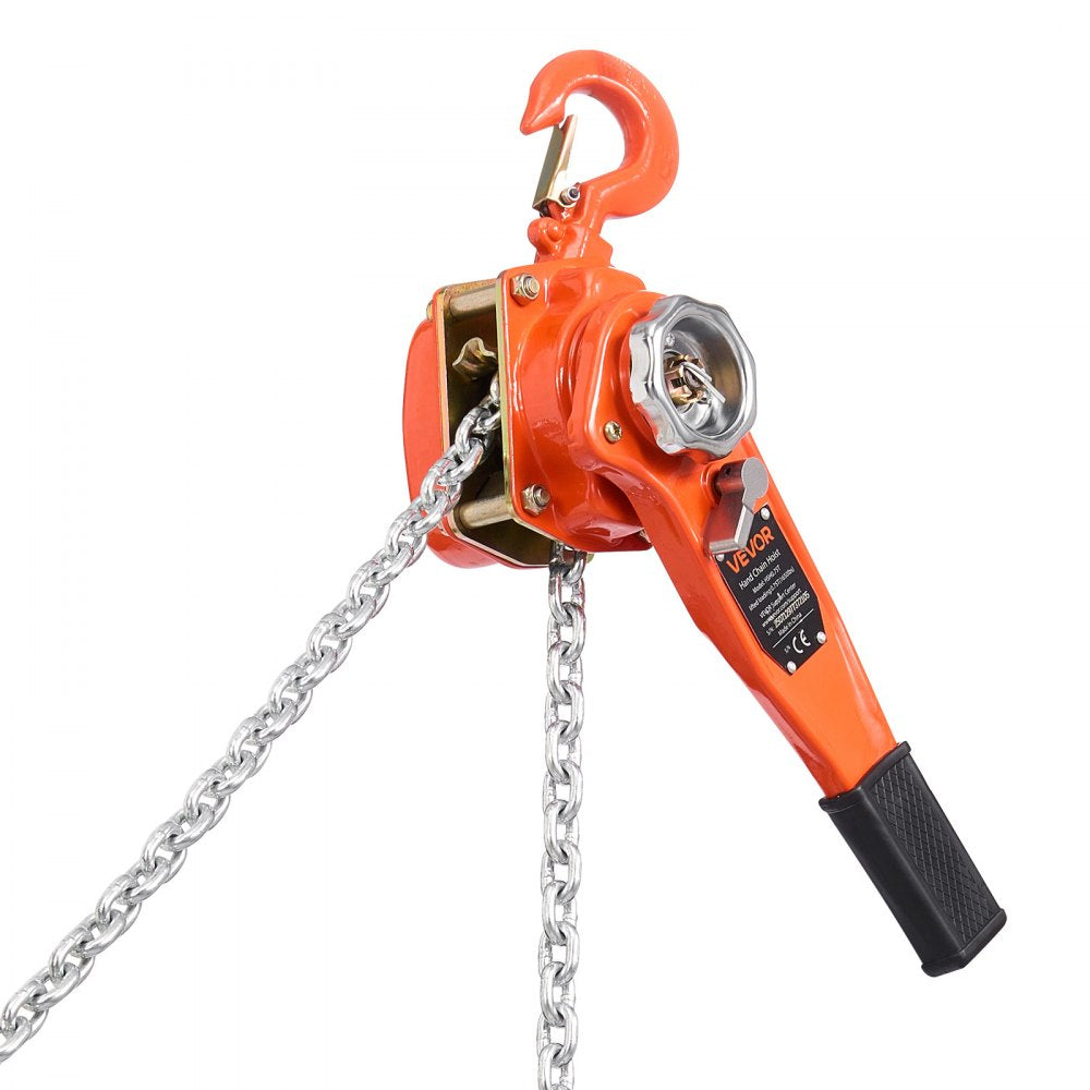 VEVOR Manual Lever Chain Hoist, 3/4T 1650LBS Capacity Heavy Duty Come Along, 5FT Lift G80 Alloy Steel Chain With Dual Pawl Mechanical Brake,360°Rotating Hooks, for Warehouse Construction Garage