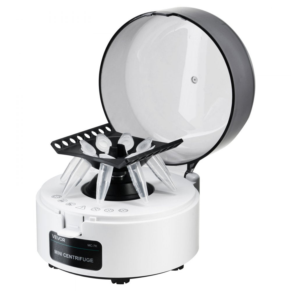 VEVOR Mini Centrifuge Machine, 3013xg RCF Electric Laboratory Centrifuge Machine with 2-in-1 Rotor for 0.2/1.5/2ml Tube Capacity, Fixed Speed 7000r/min, Low Noise, Widely Used in Various Experiments