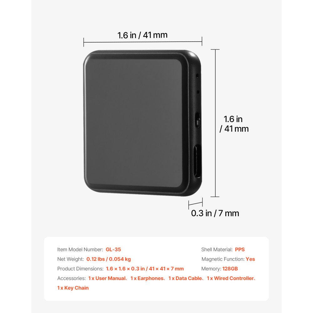 VEVOR Magnetic Voice Activated Recorder, 128GB, Digital Voice Recorder with Playback, 8730 Hours Recording Storage 100 Hours Battery Time, USB-C Audio Recorder MP3 for Lectures, Meetings, Interviews