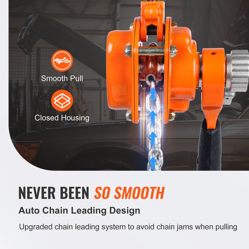 VEVOR Manual Lever Chain Hoist, 1/4 Ton 550 lbs Capacity 5 FT Come Along, G80 Galvanized Carbon Steel with Weston Double-Pawl Brake, Auto Chain Leading & 360° Rotation Hook, for Garage Factory Dock