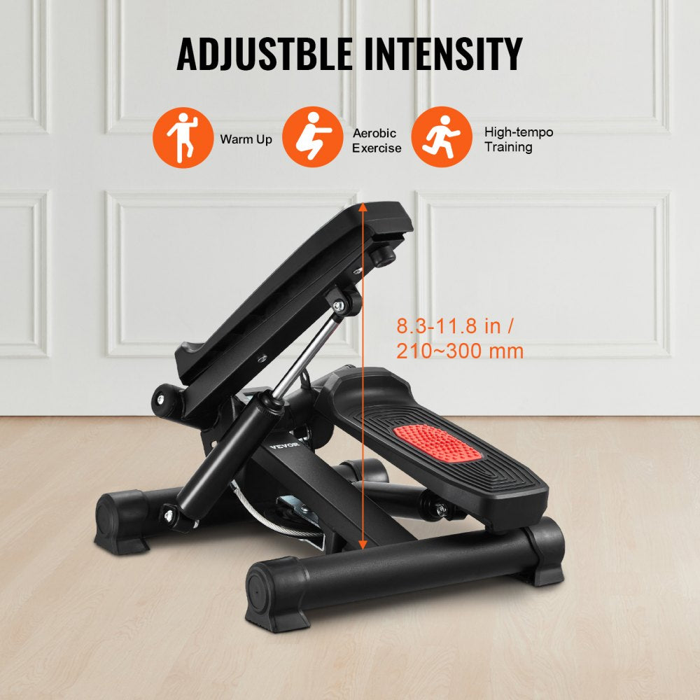VEVOR Stair Stepper, Mini Stepper for Exercise at Home, Hydraulic Fitness Twist Stepper with Resistance Bands, Full Body Workout Cardio Equipment, Stair Climber with LCD Monitor, 330LBS Load Capacity