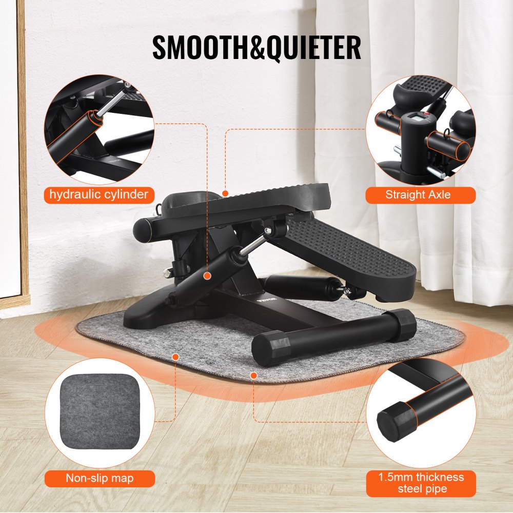 VEVOR Stair Stepper, Mini Stepper for Exercise at Home, Hydraulic Fitness Stepper with Resistance Bands, Full Body Workout Cardio Equipment, Stair Climber with LCD Monitor, 330LBS Load Capacity