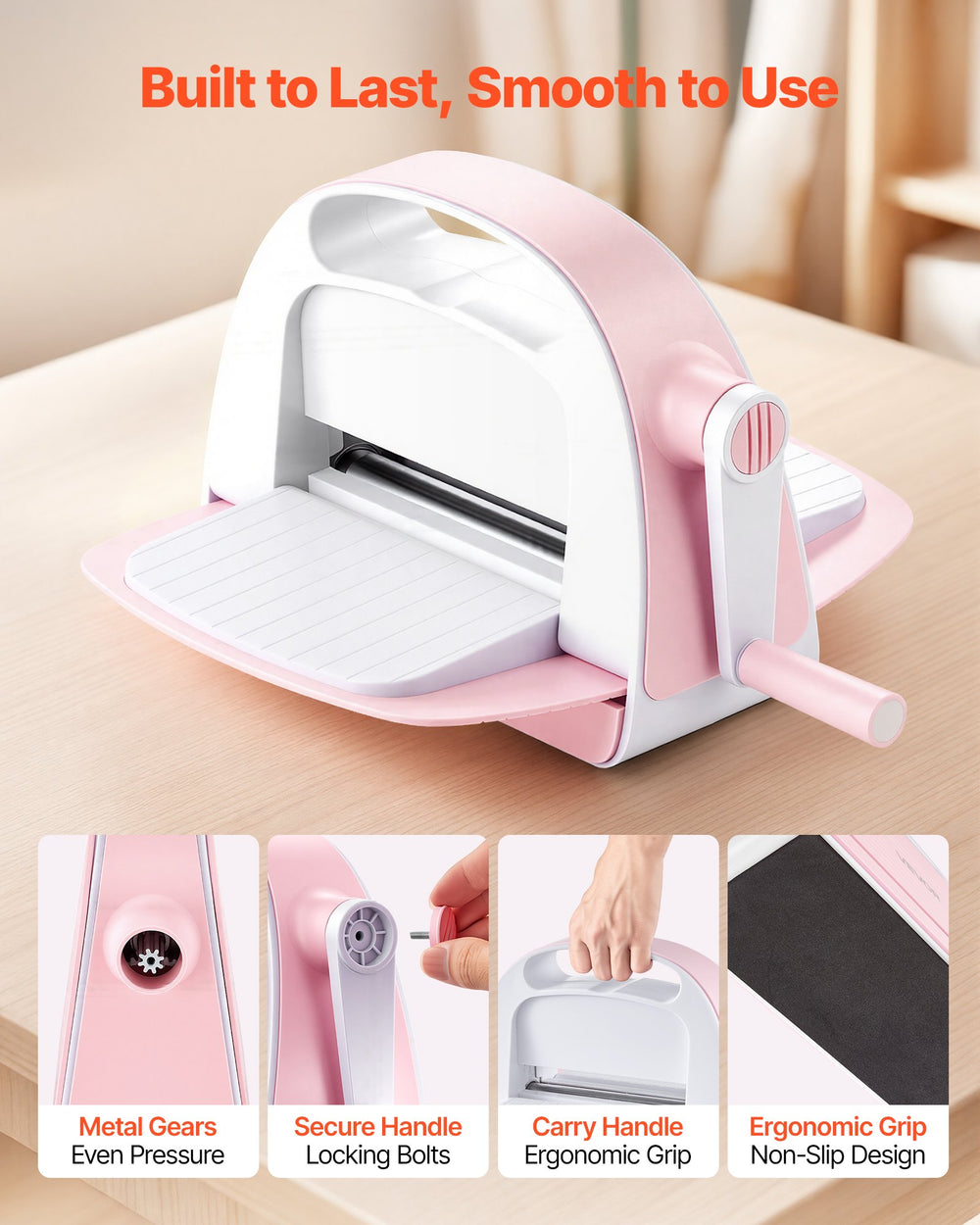 VEVOR Manual Die Cutting and Embossing Machine, 6" Opening, Portable Die Cut Machine with Cutting Plates, Ergonomic Handle, Easy to Store, for Arts and Crafts, Scrapbooking, Card Making, Crafting