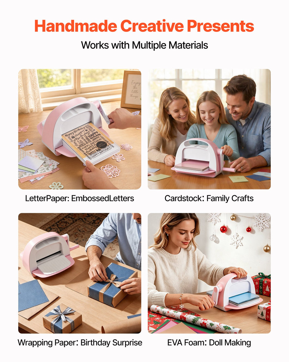 VEVOR Manual Die Cutting and Embossing Machine, 6" Opening, Portable Die Cut Machine with Cutting Plates, Ergonomic Handle, Easy to Store, for Arts and Crafts, Scrapbooking, Card Making, Crafting