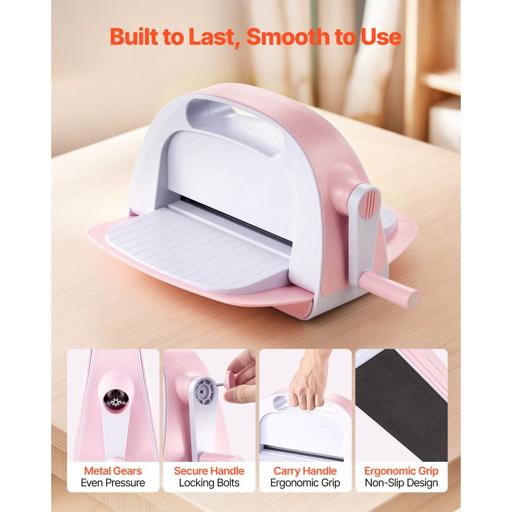 VEVOR Manual Die Cutting and Embossing Machine, 9" Opening, Portable Die Cut Machine with Cutting Plates, Ergonomic Handle, Easy to Store, for Arts and Crafts, Scrapbooking, Card Making, Crafting