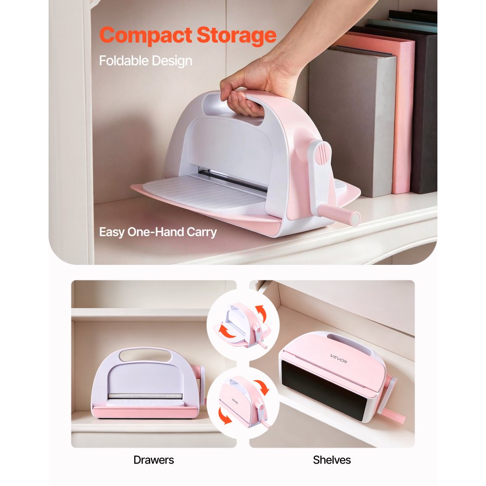 VEVOR Manual Die Cutting and Embossing Machine, 9" Opening, Portable Die Cut Machine with Cutting Plates, Ergonomic Handle, Easy to Store, for Arts and Crafts, Scrapbooking, Card Making, Crafting