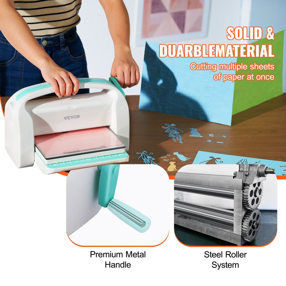 VEVOR Manual Die Cutting & Embossing Machine, Portable Cut Machines, 9 inch Opening Scrapbooking Machine Full Kit Included, For Arts & Crafts, Scrapbooking, Card Making and Crafting, White