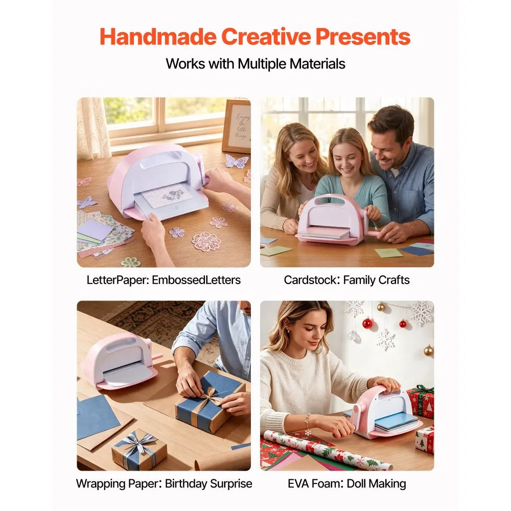 VEVOR Manual Die Cutting and Embossing Machine, 9" Opening, Portable Die Cut Machine Set with Cutting Dies, Embossing Folders, Paper Sheets, Cutting Plates, for Scrapbooking, Card Making, Crafting