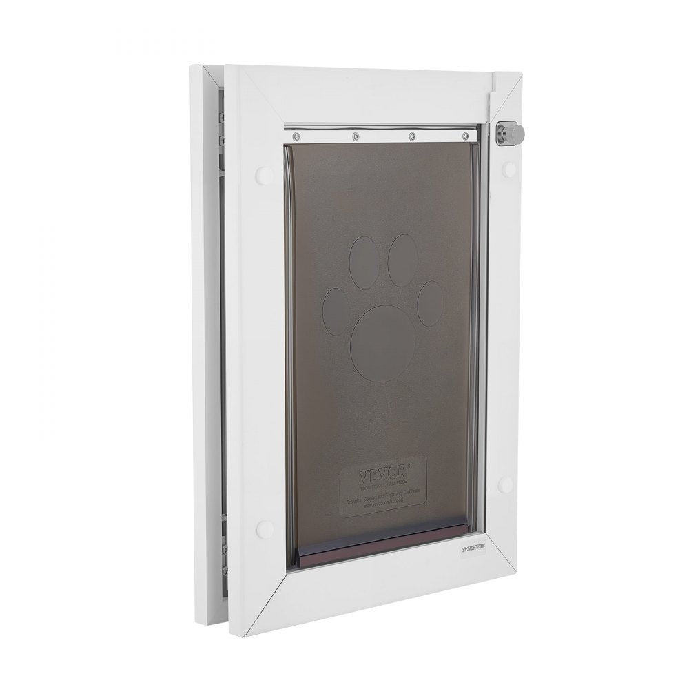 VEVOR Pet Door, Medium, with Three Magnetic Flaps and Metal Frame, Strong and Weatherproof Dog Door for Interior and Exterior Doors, Easy to Install, Easy In-and-Out Access for Doggies, White