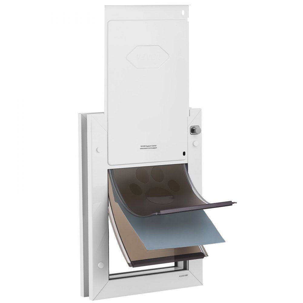 VEVOR Pet Door, Medium, with Three Magnetic Flaps and Metal Frame, Strong and Weatherproof Dog Door for Interior and Exterior Doors, Easy to Install, Easy In-and-Out Access for Doggies, White