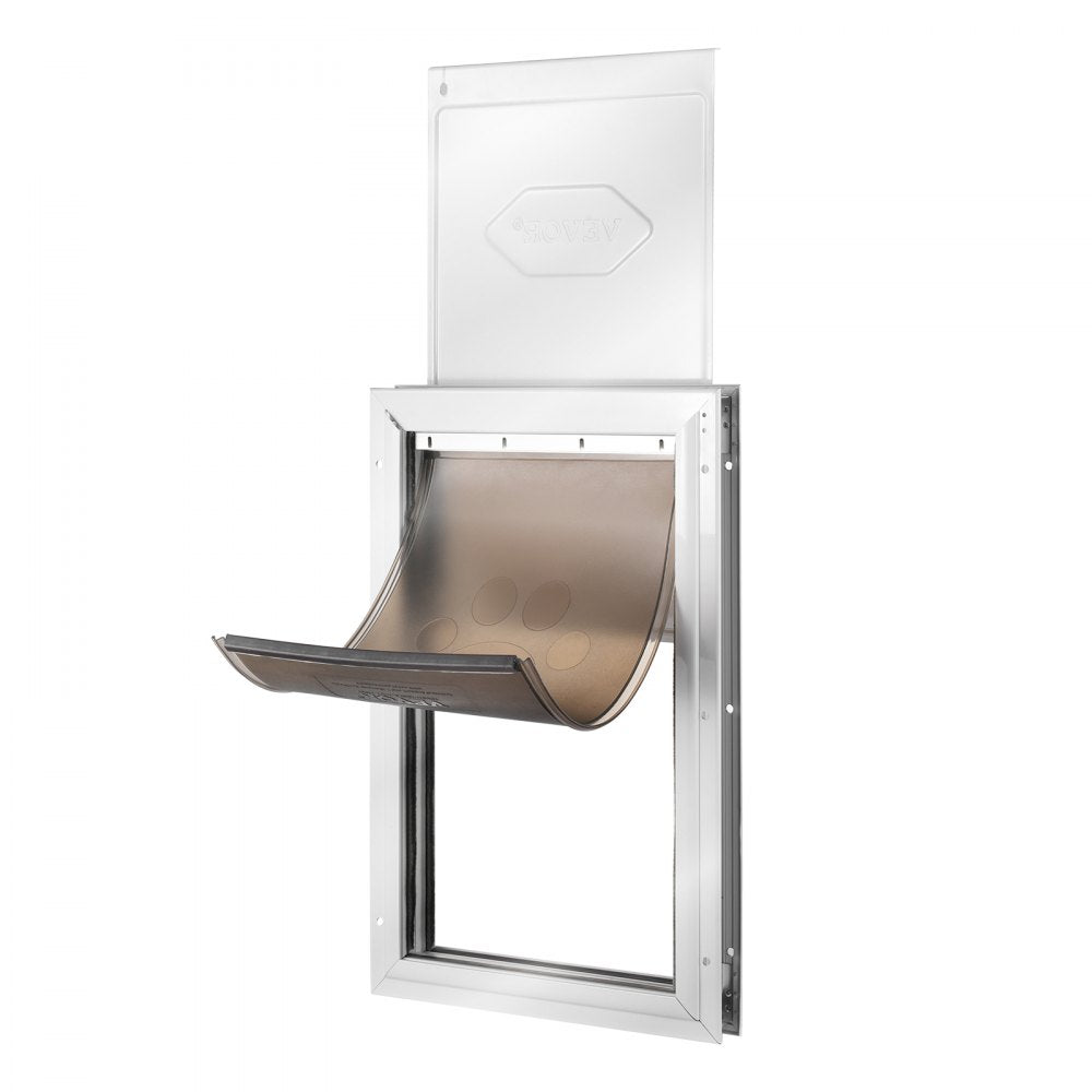 VEVOR Pet Door, 16.65" x 27.44" Aluminum Frame with Lock and Flap System, Weatherproof Doggy Door, Easy to Install in Interior or Exterior Doors, Pet Door Suitable for Cat Doggie Kitties (White-XL)