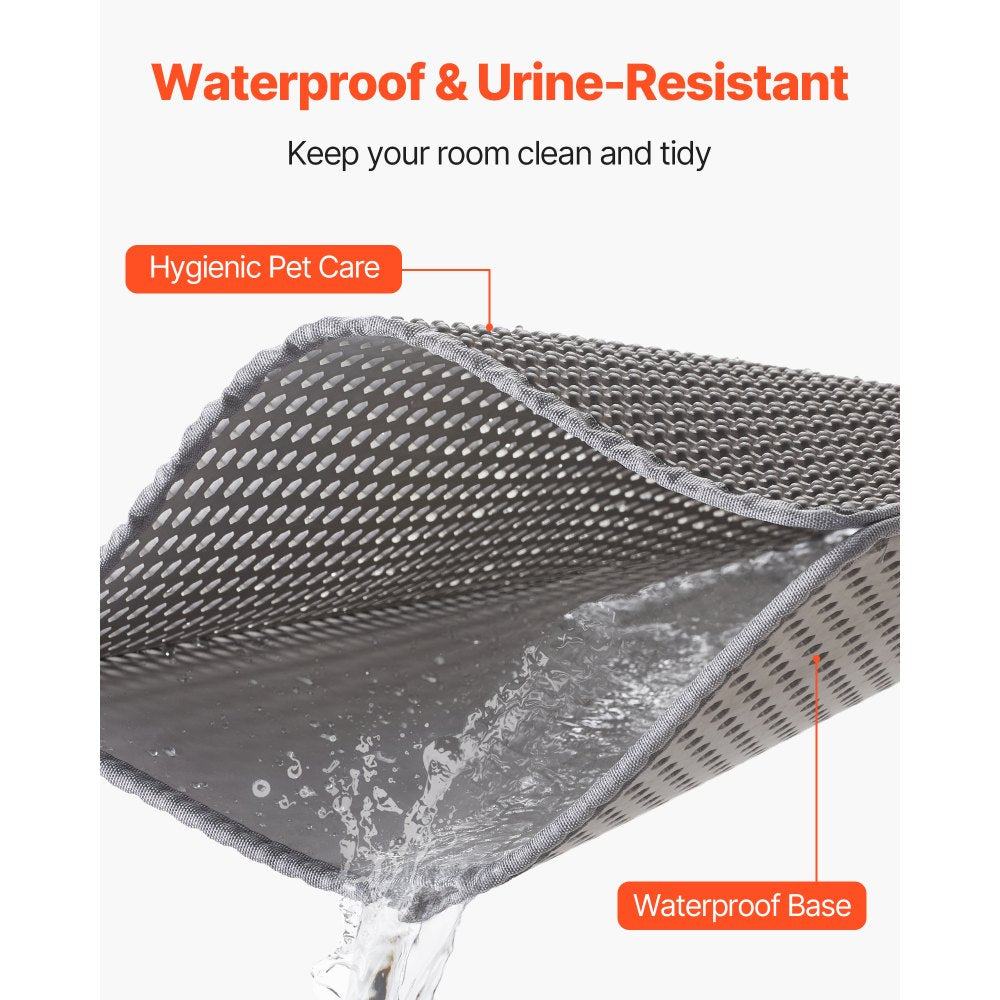 VEVOR Cat Litter Mat, 24 x 15 in, Double-Layer Litter Box Mat, Non-Slip & Urine-Proof Litter-Trapping Mats for Indoor Cats, Honeycomb Design, Soft on Paws, Washable Large Kitty Mats for Floor
