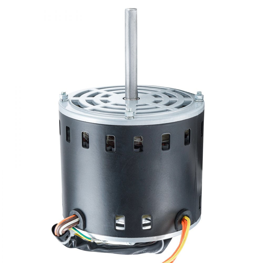 VEVOR 3/4HP Furnace Blower Motor, 208/230V 3.85Amps, 1075RPM 5 Speeds, CW/CCW Rotation, 48 Frame 4.8" Shaft Length, 10μF/450V Capacitor + 11" Hold Hoop