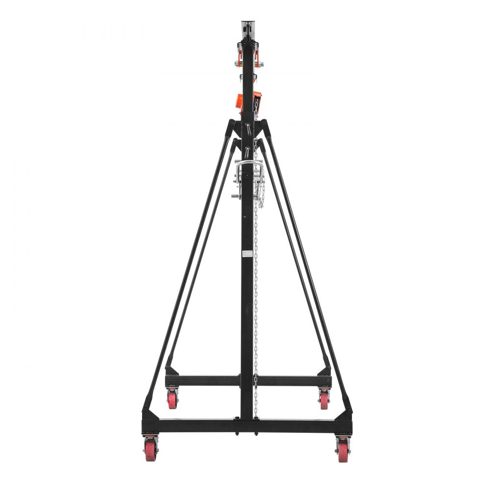 VEVOR Adjustable Gantry Crane, 2200 lbs Capacity, Portable Shop Lift Hoist with 95.7-142.9 in Height Adjustable, Manual Trolley, Hoist, Sling, Shackles, Hooks, for Garage Factory Warehouse Auto Repair