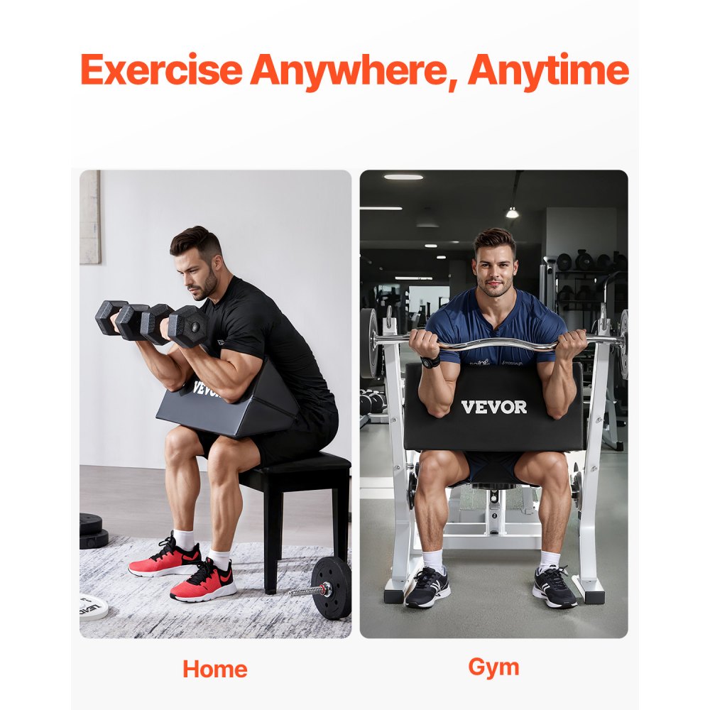 VEVOR Preacher Curl Pad, Portable Preacher Pad, Space-Saving Bicep Exercise Support, High-Density EVA Foam Weight Lifting Workout Equipment, Barbell & Dumbbell Bicep Curl Support Isolator for Home Gym