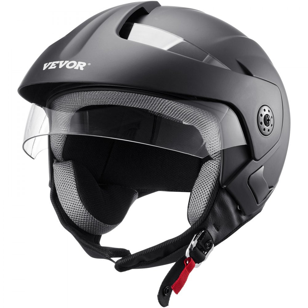 VEVOR Motorcycle Helmet, 3/4-Face, Smart Street ABS & High Density Helmet with Interchangeable Lens, DOT Approved Comfortable Motocross Helmet, Fit for Youth & Adults
