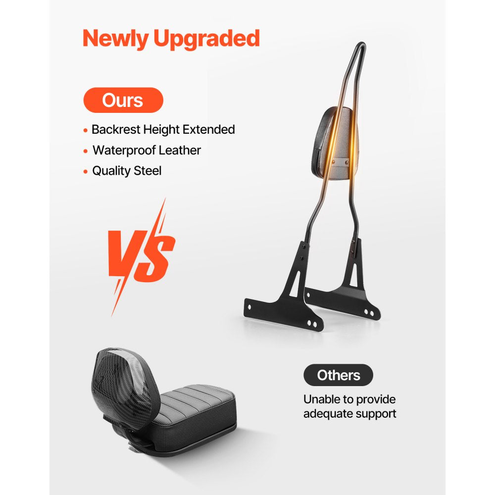 Motorcycle Backrest Sissy Bar, Compatible with Harley-Davidson Dyna Street Glide, Road Glide, and Road King, 29-Inch Height Detachable Passenger Backrest, Black