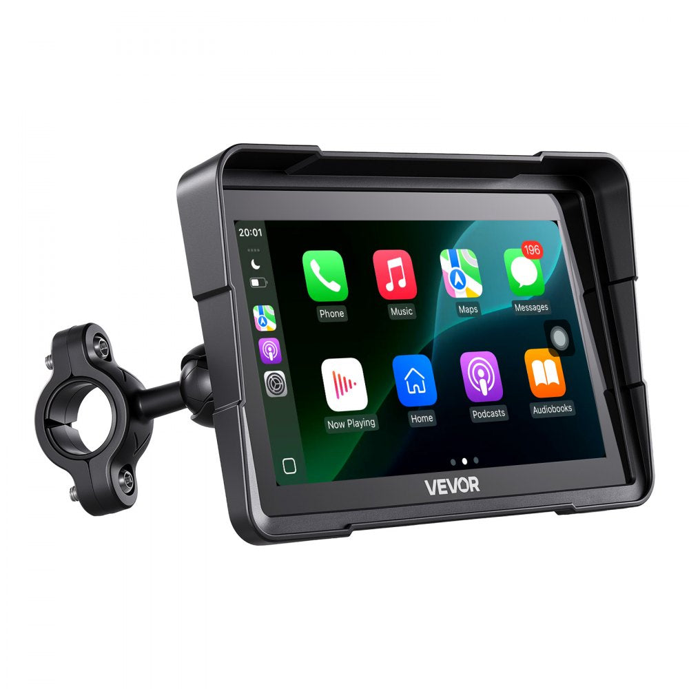 VEVOR 7 Inch Wireless Motorcycle Carplay with Apple Carplay & Android Auto, HD Touchscreen GPS Navigation System with Dual Cameras & Bluetooth, TPMS, Voice Control, 64GB Card - Fits All Motorcycles