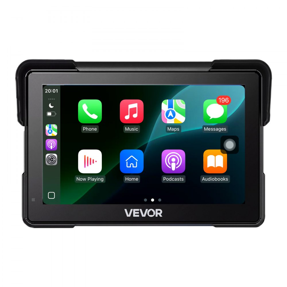 VEVOR 7 Inch Wireless Motorcycle Carplay with Apple Carplay & Android Auto, HD Touchscreen GPS Navigation System with Voice Control, Dual Bluetooth, Siri & Google Assistant, IP67 - Fit All Motorcycles