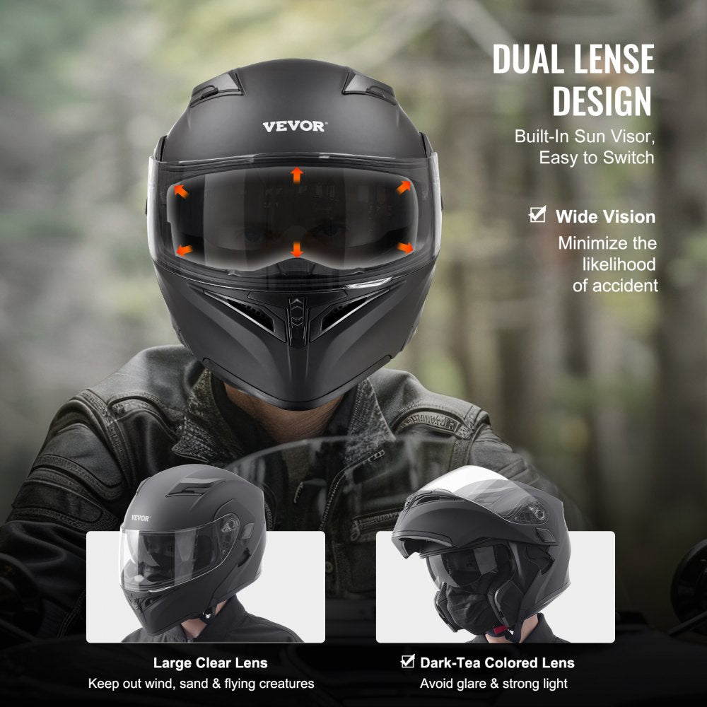 VEVOR Motorcycle Helmet, Unmasked, Smart Street ABS & High Density Helmet with Bluetooth Slot & Interchangeable Lens, DOT Approved Comfortable Motocross Helmet, Fit for Youth & Adults