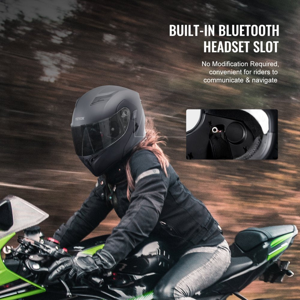VEVOR Motorcycle Helmet, Unmasked, Smart Street ABS & High Density Helmet with Bluetooth Slot & Interchangeable Lens, DOT Approved Comfortable Motocross Helmet, Fit for Youth & Adults