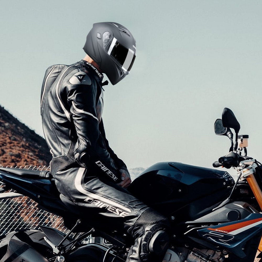 VEVOR Motorcycle Helmet, Unmasked, Smart Street ABS & High Density Helmet with Bluetooth Slot & Interchangeable Lens, DOT Approved Comfortable Motocross Helmet, Fit for Youth & Adults