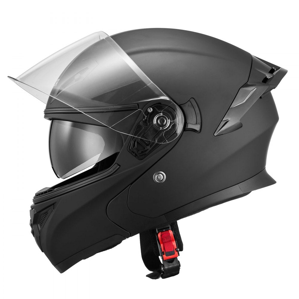 VEVOR Motorcycle Helmet, Modular, Adult Motocross Dirt Bike Helmet with Large Clear Visor, Comfortable Motorbike Racing Street with Detachable Liner for Men & Women, DOT Approved, (Matte Black, M)