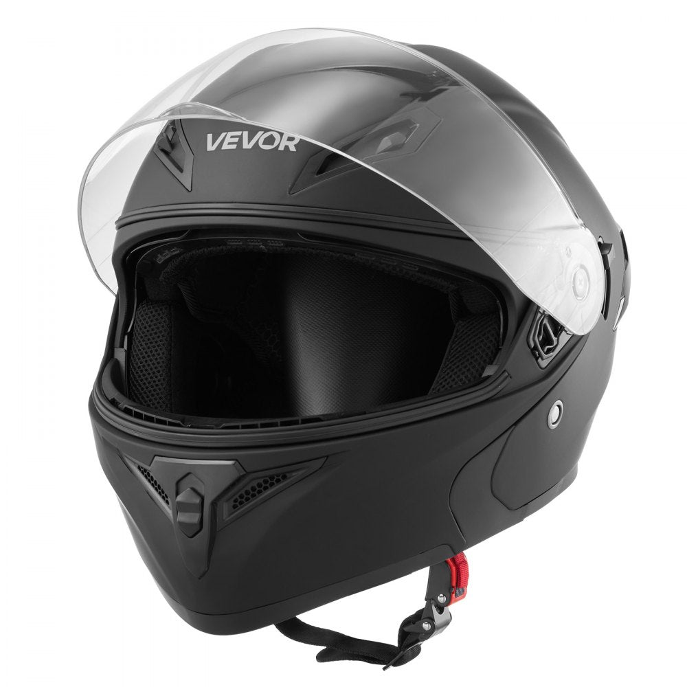 VEVOR Motorcycle Helmet, Modular, Adult Motocross Dirt Bike Helmet with Large Clear Visor, Comfortable Motorbike Racing Street with Detachable Liner for Men & Women, DOT Approved, (Matte Black, M)