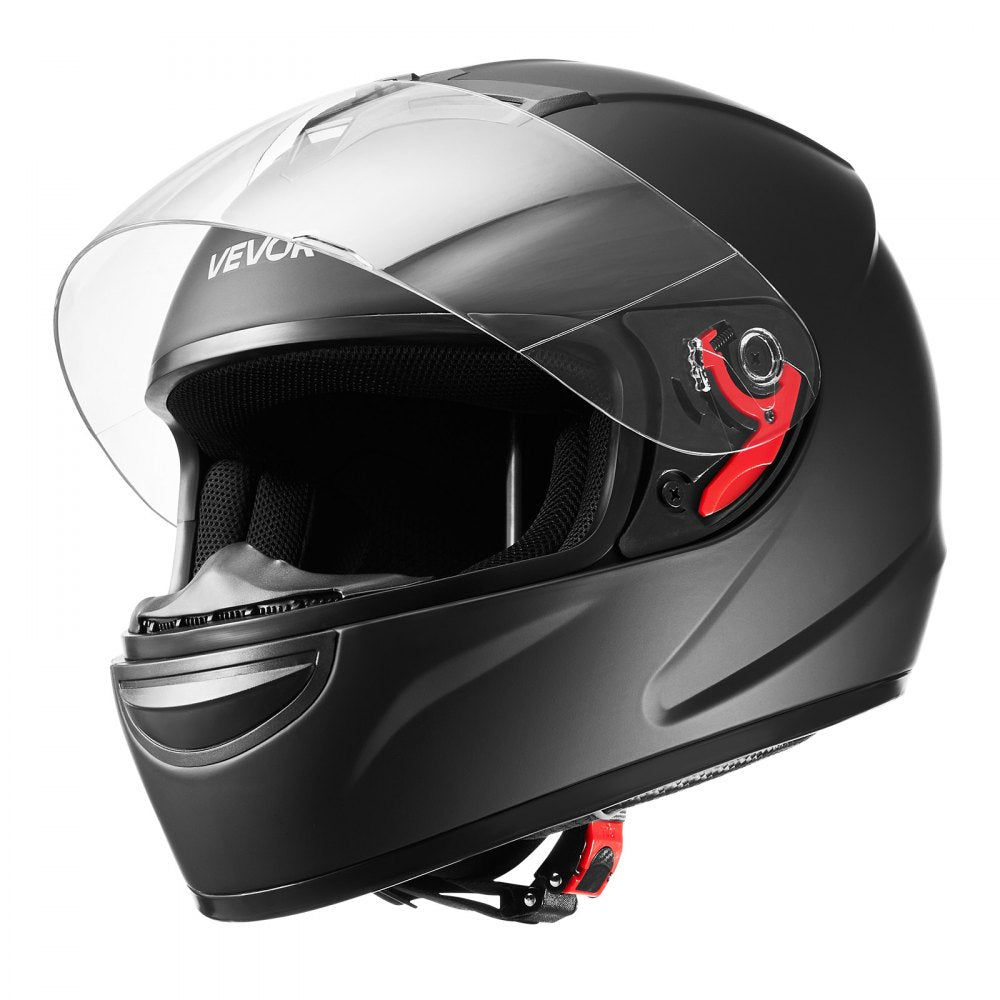 VEVOR Motorcycle Helmet, Full Face, Adult Motocross Dirt Bike Helmet with Tinted and Clear Dual Visor, Motorbike Racing Street with Detachable Liner for Men & Women, DOT Approved, (Matte Black, L)