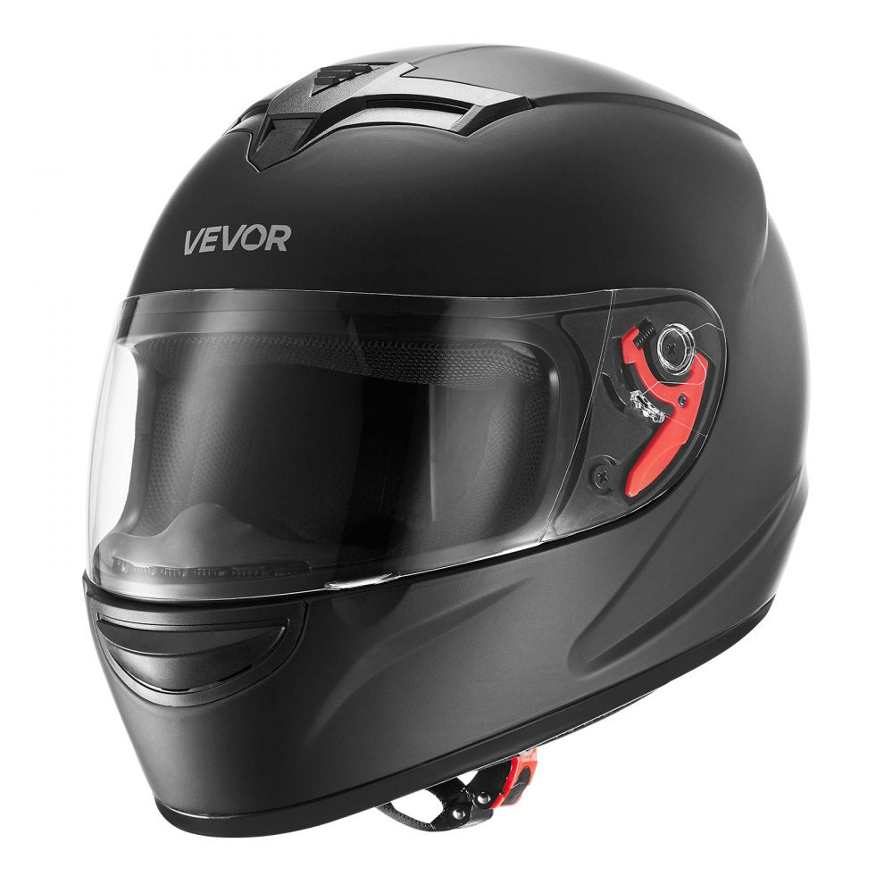 VEVOR Motorcycle Helmet, Full Face, Adult Motocross Dirt Bike Helmet with Tinted and Clear Dual Visor, Motorbike Racing Street with Detachable Liner for Men & Women, DOT Approved, (Matte Black, L)