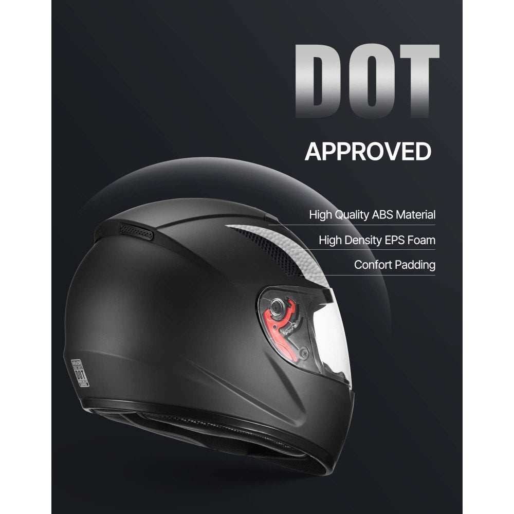 VEVOR Motorcycle Helmet, Full Face, Adult Motocross Dirt Bike Helmet with Tinted and Clear Dual Visor, Motorbike Racing Street with Detachable Liner for Men & Women, DOT Approved, (Matte Black, M)