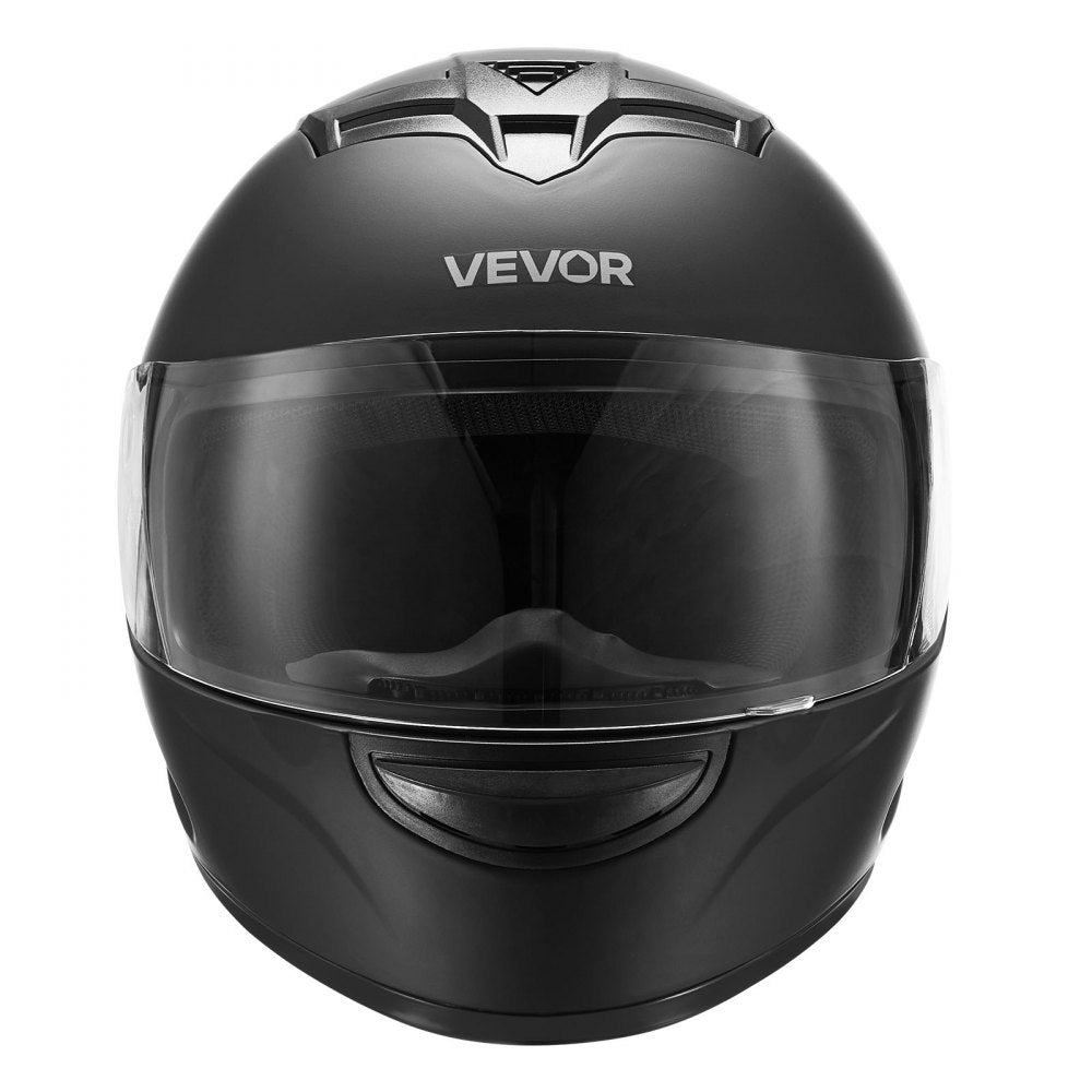 VEVOR Motorcycle Helmet, Full Face, Adult Motocross Dirt Bike Helmet with Tinted and Clear Dual Visor, Motorbike Racing Street with Detachable Liner for Men & Women, DOT Approved, (Matte Black, M)