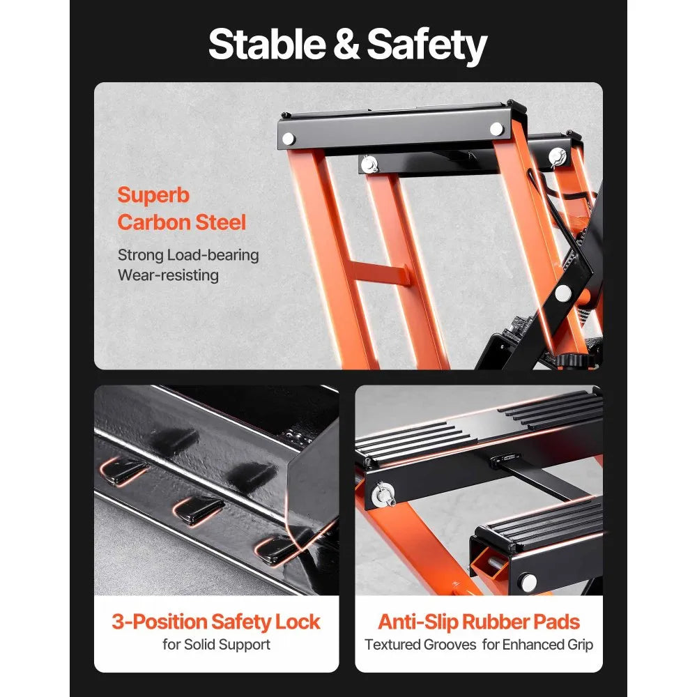 VEVOR Steel Hydraulic Motorcycle Jack Stand, 1500 LBS ATV Scissor Lift Jack, 4.7"-15" Scissor Lift Jack Stand with 4 Wheels, Hydraulic Foot-Operated Hoist Stand for Motorcycle ATV UTV Powersports