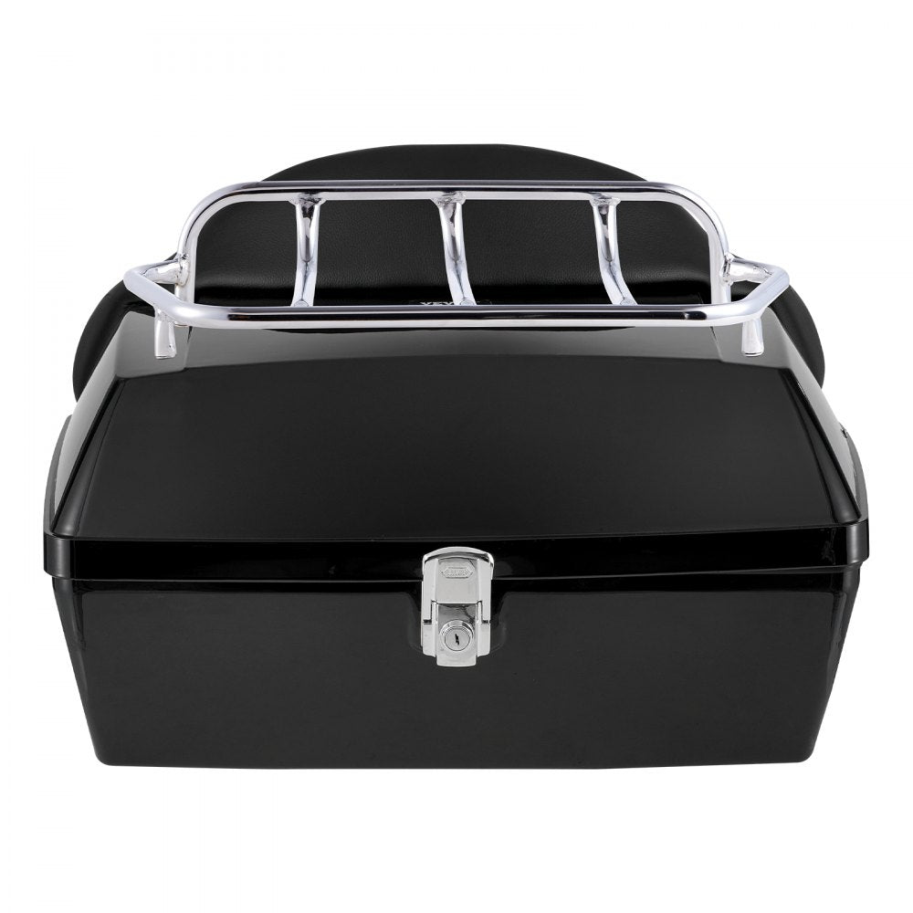 VEVOR Motorcycle Top Case, Universal Durable PP Material Motorbike Tail Box with Reflective Panel, 48L Waterproof Detachable Motorcycle Top Box with Multi-Hole Base, Fit for 99% of Motorcycle Frames