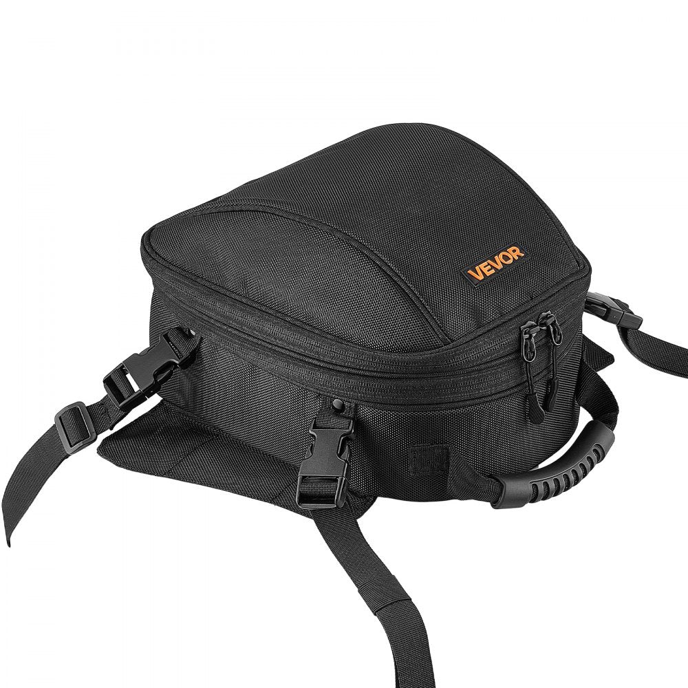 VEVOR Magnetic Tank Bag, Large Black Motorcycle Storage Bag Magnetic Base, Fits ADV, Sport, Touring, and Dirt Bikes, Touchscreen Phone Map Pocket, YKK Zippers, Motorbike Backpack, Included Rain Cover