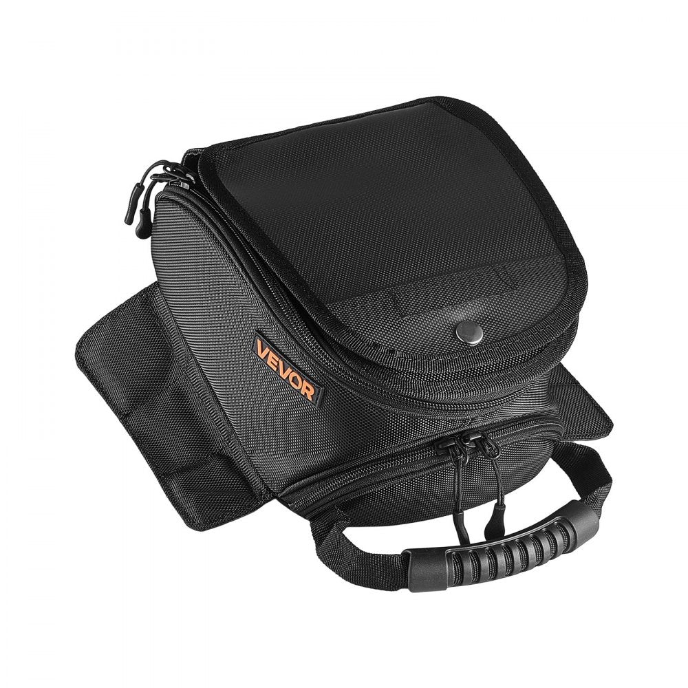 VEVOR Magnetic Tank Bag, Small Black Motorcycle Storage Bag Magnetic Base, Fits ADV, Sport, Touring, and Dirt Bikes, Touchscreen Phone Map Pocket, YKK Zippers, Motorbike Luggage, Included Rain Cover
