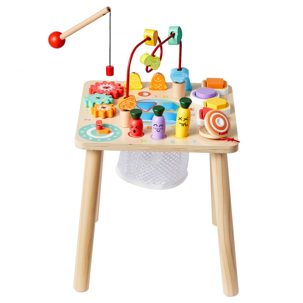 VEVOR Montessori Activity Table for Toddler 1-3 Years Old, 8 in 1 Wooden Learn Activity Desk, Baby Play Table for Boys & Girls Aged 6+ Months, Great Birthday, Christmas, Children's Day Present