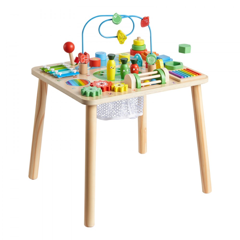 VEVOR Montessori Activity Table for Toddler 1-3 Years Old, 13 in 1 Wooden Learn Activity Desk, Baby Play Table for Boys & Girls Aged 6+ Months, Great Birthday, Christmas, Children's Day Present