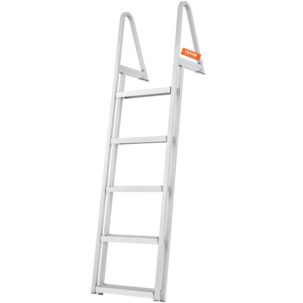 VEVOR Removable Dock Ladder 5 Steps, 350 lbs Load Capacity, Pontoon Boat Ladder with 4'' Wide Step & Nonslip Design for Ship/Lake/Pool/Marine Boarding