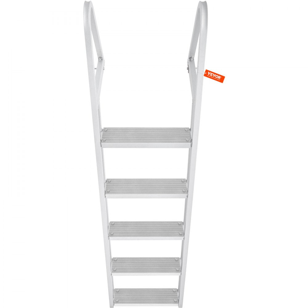 VEVOR Removable Dock Ladder 5 Steps, 350 lbs Load Capacity, Pontoon Boat Ladder with 4'' Wide Step & Nonslip Design for Ship/Lake/Pool/Marine Boarding