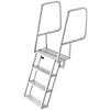VEVOR Flip-Up Dock Ladder, 4-Step, Heavy-Duty Aluminum Alloy Pontoon Boat Swim Ladder, with Non-Slip Wide Steps, 350 lbs Weight Capacity, Pull Rope Assist, Comfort Use for Lake Pool Marine Boarding
