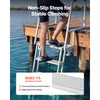 VEVOR Flip-Up Dock Ladder, 5-Step, Heavy-Duty Aluminum Alloy Pontoon Boat Swim Ladder, with Non-Slip Wide Steps, 350 lbs Weight Capacity, Pull Rope Assist, Comfort Use for Lake Pool Marine Boarding