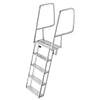 VEVOR Flip-Up Dock Ladder, 5-Step, Heavy-Duty Aluminum Alloy Pontoon Boat Swim Ladder, with Non-Slip Wide Steps, 350 lbs Weight Capacity, Pull Rope Assist, Comfort Use for Lake Pool Marine Boarding