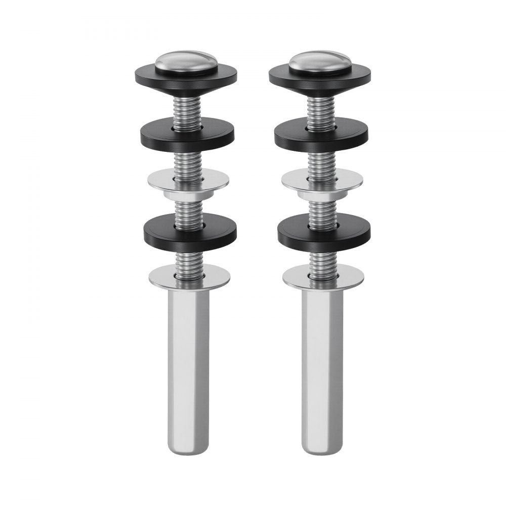 VEVOR Universal Toilet Seat Bolts Kit, 2PCS Metal Heavy Duty Toilet Tank Bolts, Stainless Steel Toilet Seat Screws Replacement Kit with Long Downlock Nuts, Rubber Washers Gaskets, Toilet Repair Screw