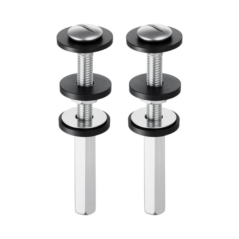VEVOR Universal Toilet Seat Bolts Kit, 2PCS Metal Heavy Duty Toilet Tank Bolts, Stainless Steel Toilet Seat Screws Replacement Kit with Long Downlock Nuts, Rubber Washers Gaskets, Toilet Repair Screw